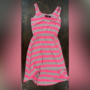 Daytrip Pink and Gray Striped Casual Dress